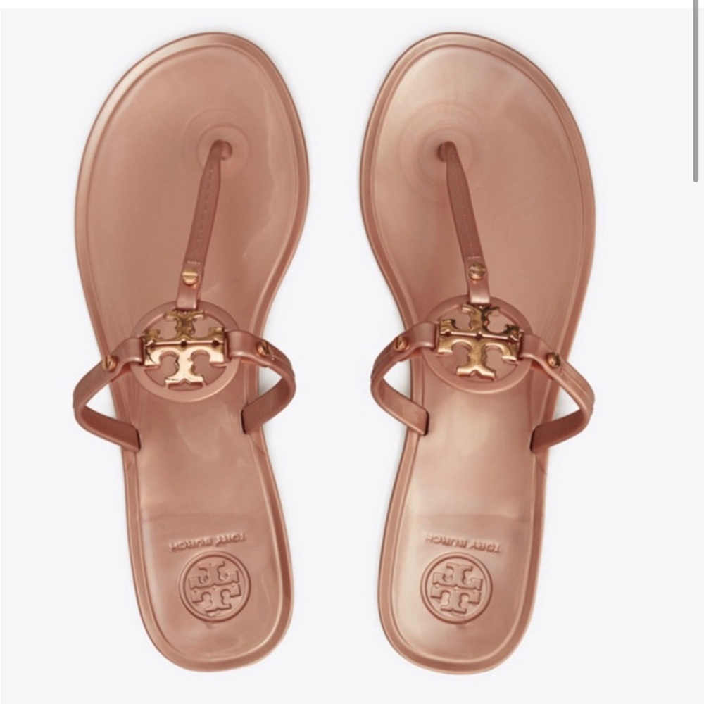 💥Like NEW Tory Burch mini miller flat thong sandal - rose gold 💥 No box.